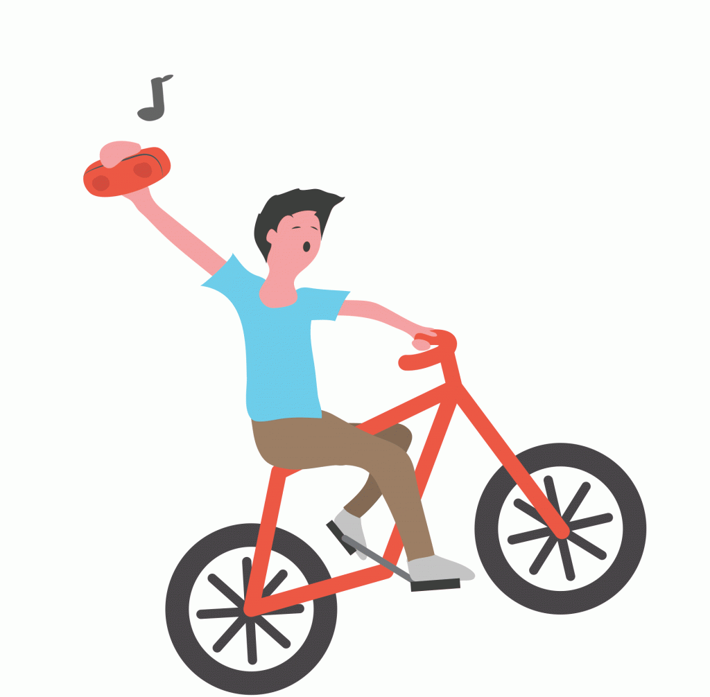illustration of man on bike singing