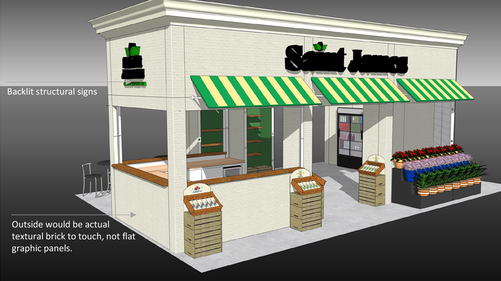 saint james expo booth 3D rendering image.